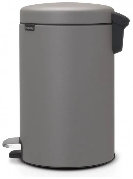 Cos de gunoi cu pedala Brabantia NewIcon 1001090, 12 L, Inchidere lina, Baza antiderapanta, Finisaj mineral, Gri
