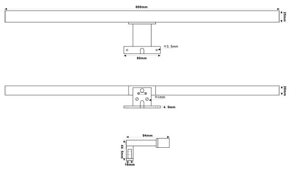 Aplică LED pentru oglindă de baie Top Light OREGON LED/9W/230V 60 cm IP44