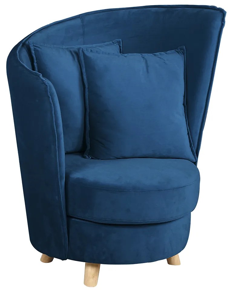 Fotoliu în stil Art Deco, catifea Velvet albastru /stejar, ROUND