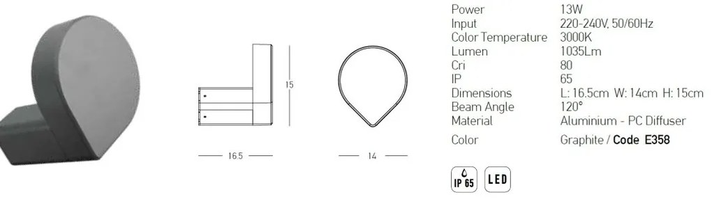 Aplica LED iluminat exterior modern minimalist IP65 Bernie