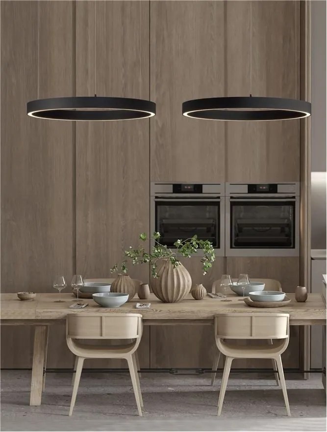 Lustra LED design circular ELOWEN negru, diametru 80cm
