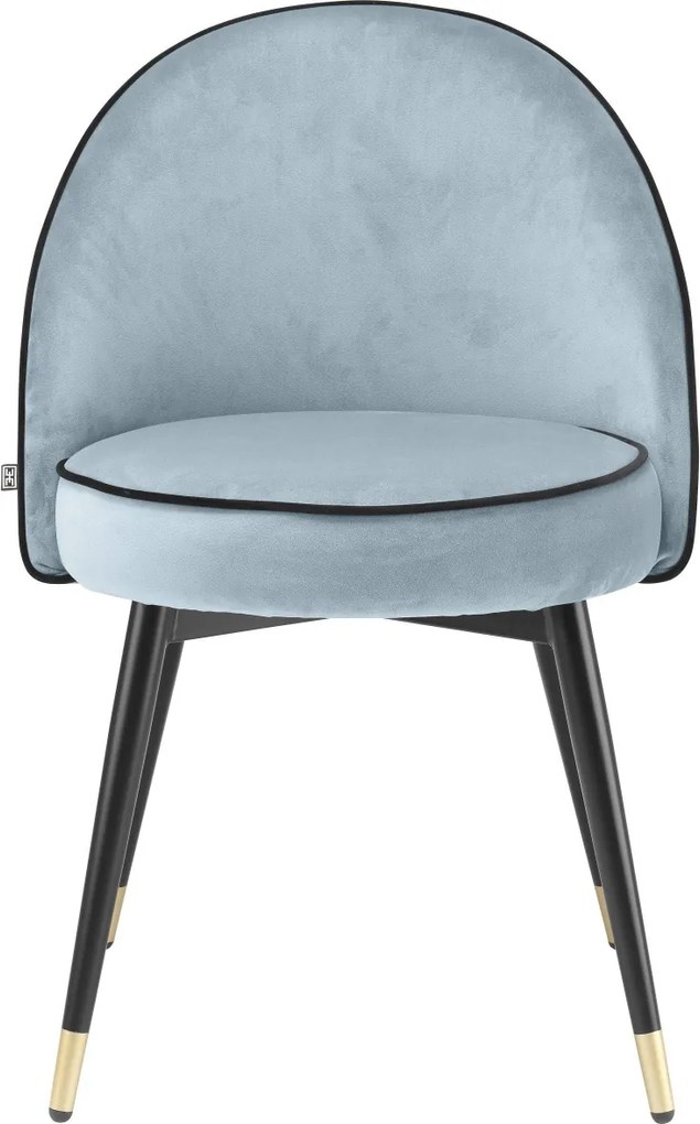 Set de 2 scaune design elegant LUX Cooper, catifea albastra 114304 HZ