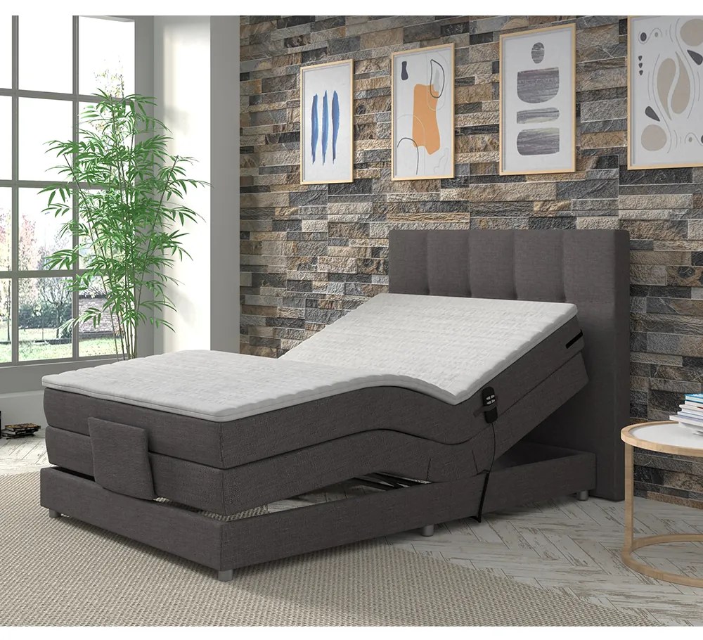 Pat electric reglabil, arcuri, gri, 120x200, MURKO NEW