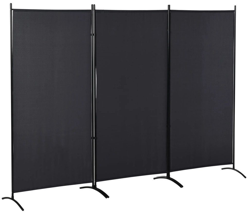 HOMCOM Paravan 3 panouri dim. 2,53L x 0,5l x 1,82H m Store lateral Ecran de protecție paravan pe suport metal Poliester | Aosom Romania