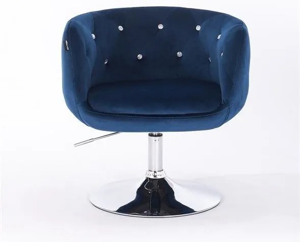 HR333N Scaun Bleumarin Catifea cu Bază Cromata