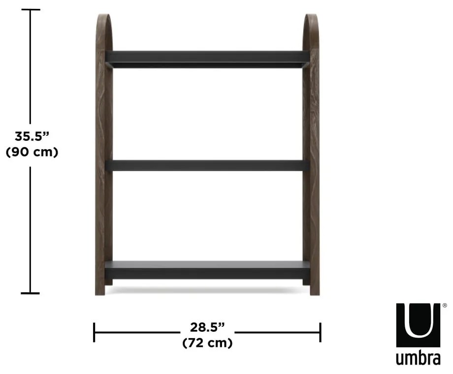 Etajeră neagră/în culoare naturală cu aspect de lemn de nuc 72x90 cm Bellwood – Umbra