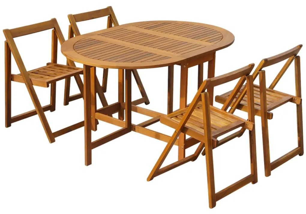 vidaXL Set mobilier de exterior pliabil, 5 piese, lemn masiv de acacia