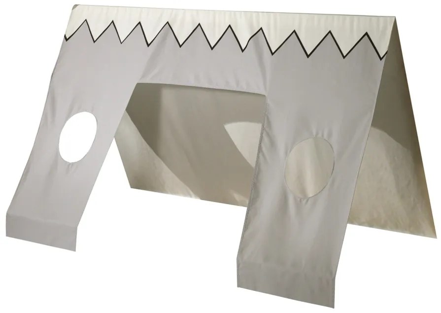Set TIPI este format din Pat copii înalt fără gard (90 x 200 cm), un sertar în culoare culoare lemn natural și un set de textile asortate.