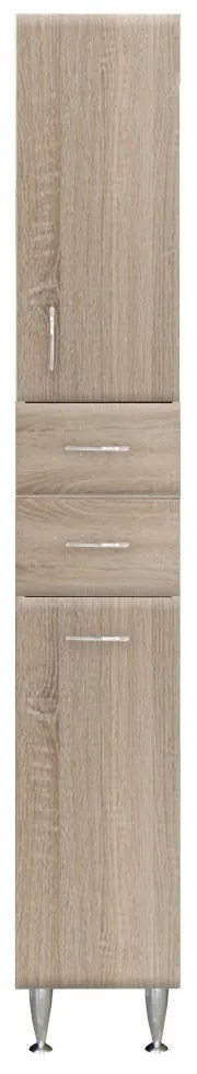 Dulap înalt Bianca Plus 30 cu 1 ușă, 2 sertare, suport pentru rufe, culoare stejar sonoma, dreapta