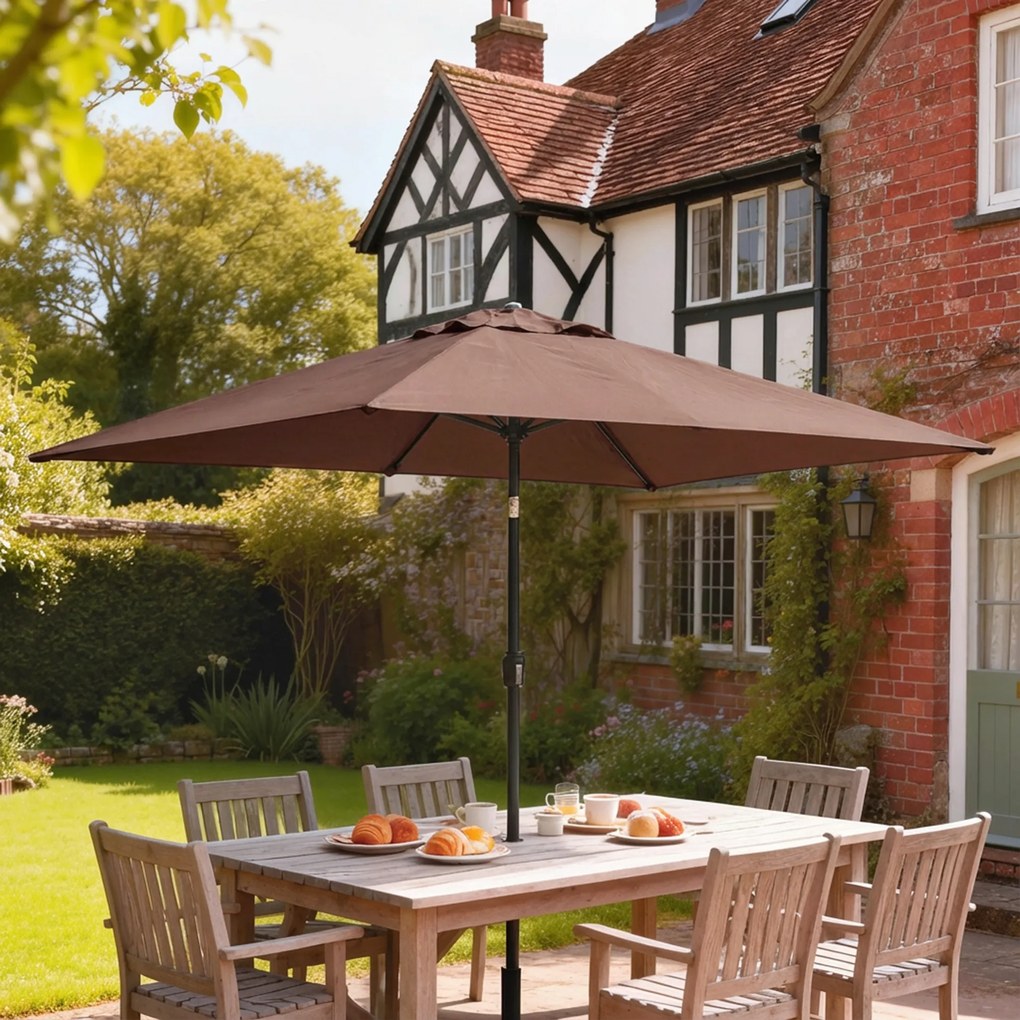 Outsunny Umbrelă 300 x 200 cm înclinabilă pentru balcon cu manivelă, husă de protecție, maro | Aosom Romania