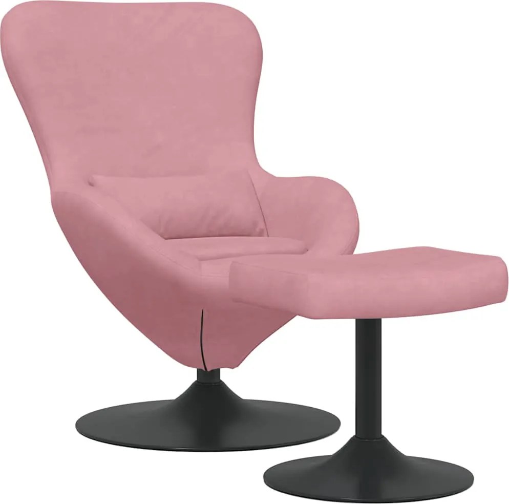 vidaXL Scaun Egg cu Taburet Roz Catifea