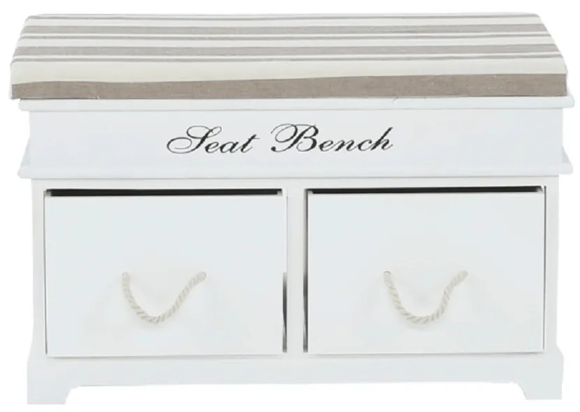 Bancă cu pernă, 2 sertare, alb/maro deschis, SEAT BENCH 1 NEW