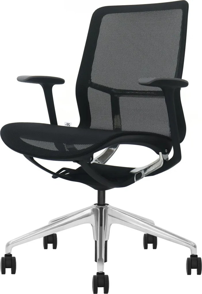 EMILY BLACK – Scaun ergonomic premium, Mesh respirabil 4D, înclinare cu blocare, înălțime reglabila, cadru din nylon, bază din aluminiu, Negru