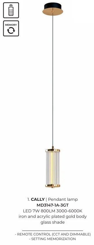 Pendul, Lustra suspendata LED CCT si telecomanda Cally