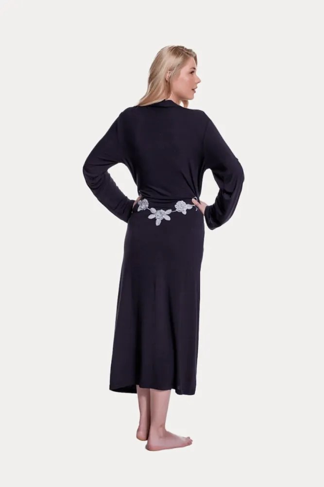 Halat pentru femei ELENNE din bambus S Negru / Black