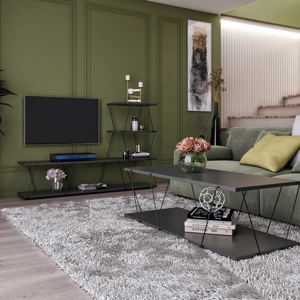 Mobilier living Baska (Antracit + Negru). 1073113