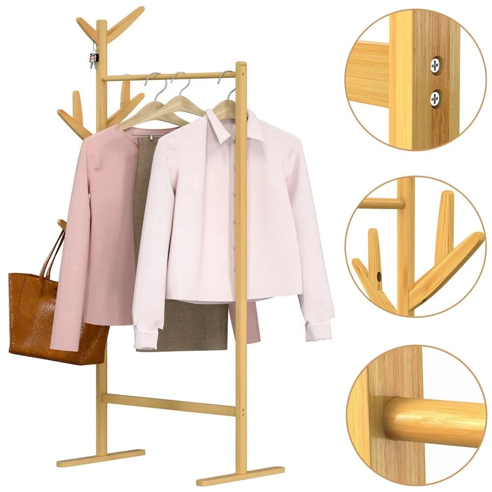 Suport de haine de bambus RADO, 66x40x163,3cm, maro Casaria