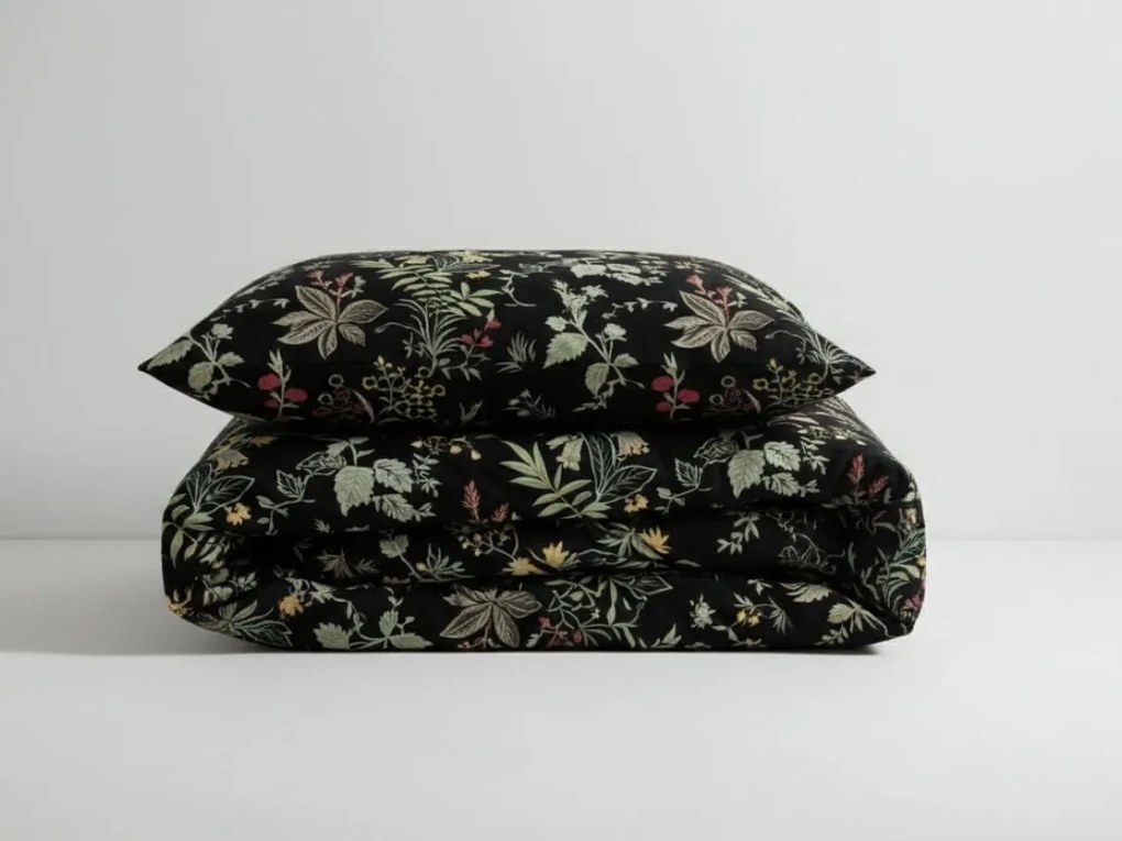 Lenjerie de pat pentru patut din bumbac Renforce FLORWELLA negru Dimensiune lenjerie de pat: 45 x 65 cm | 90 x 140 cm