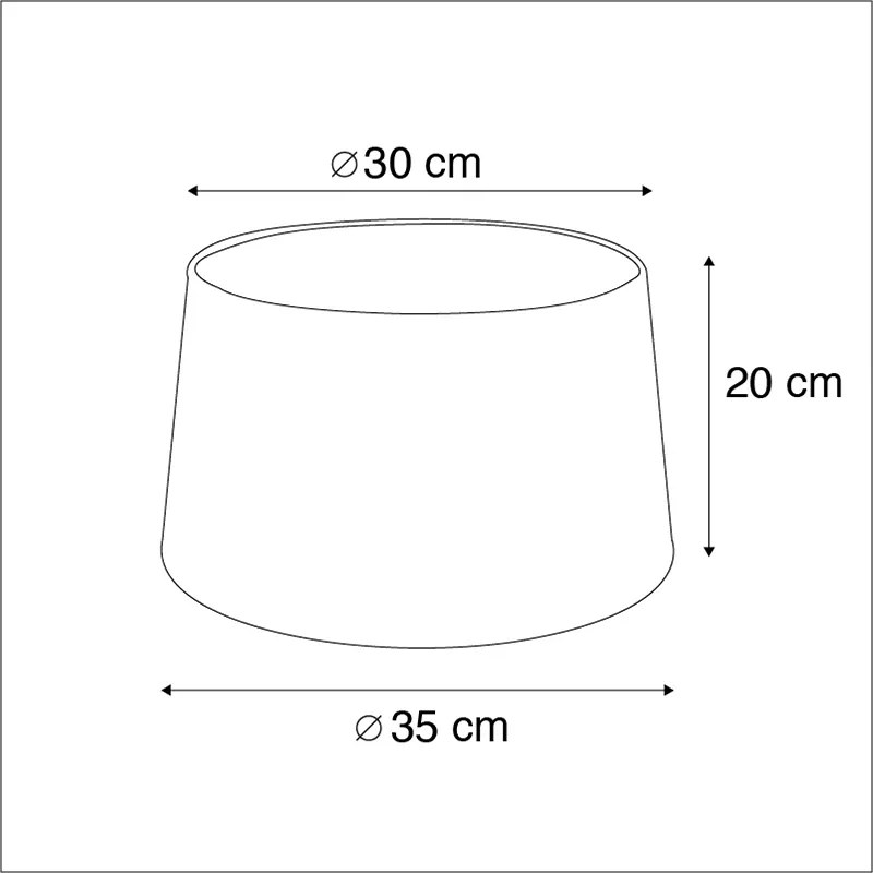 Abajur din bumbac negru 35/30/20 cu interior auriu