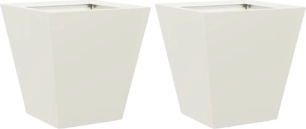 vidaXL Jardiniere de grădină, 2 buc., alb, 30x30x30 cm, oțel