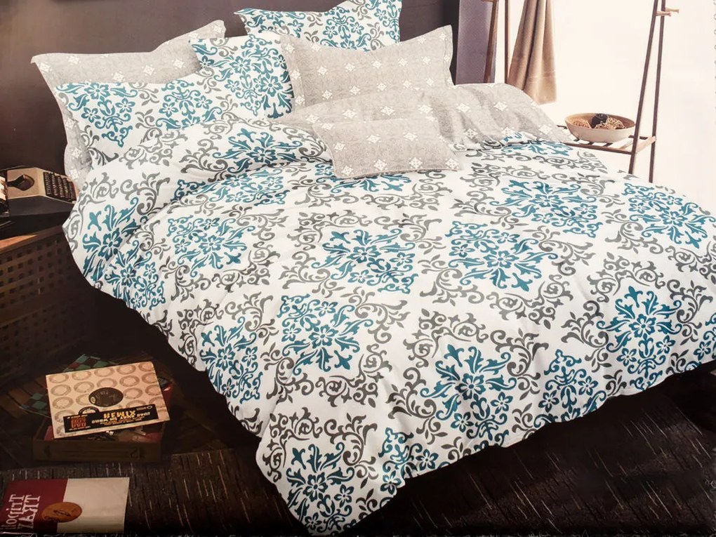 Lenjerie de pat din bumbac alb BADDY + fata de perna 40 x 50 cm gratuit