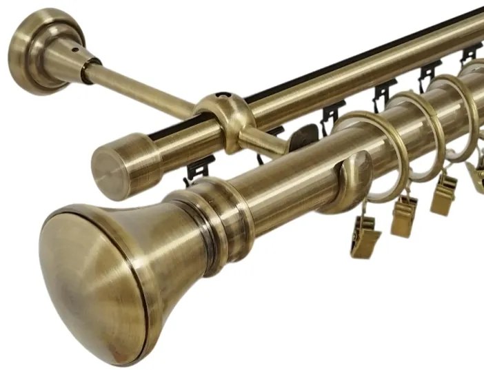 Galerie dubla Luxor, teava neteda si profil,grosime 25 si 19mm, aur antic (Alege marime: 140 cm)