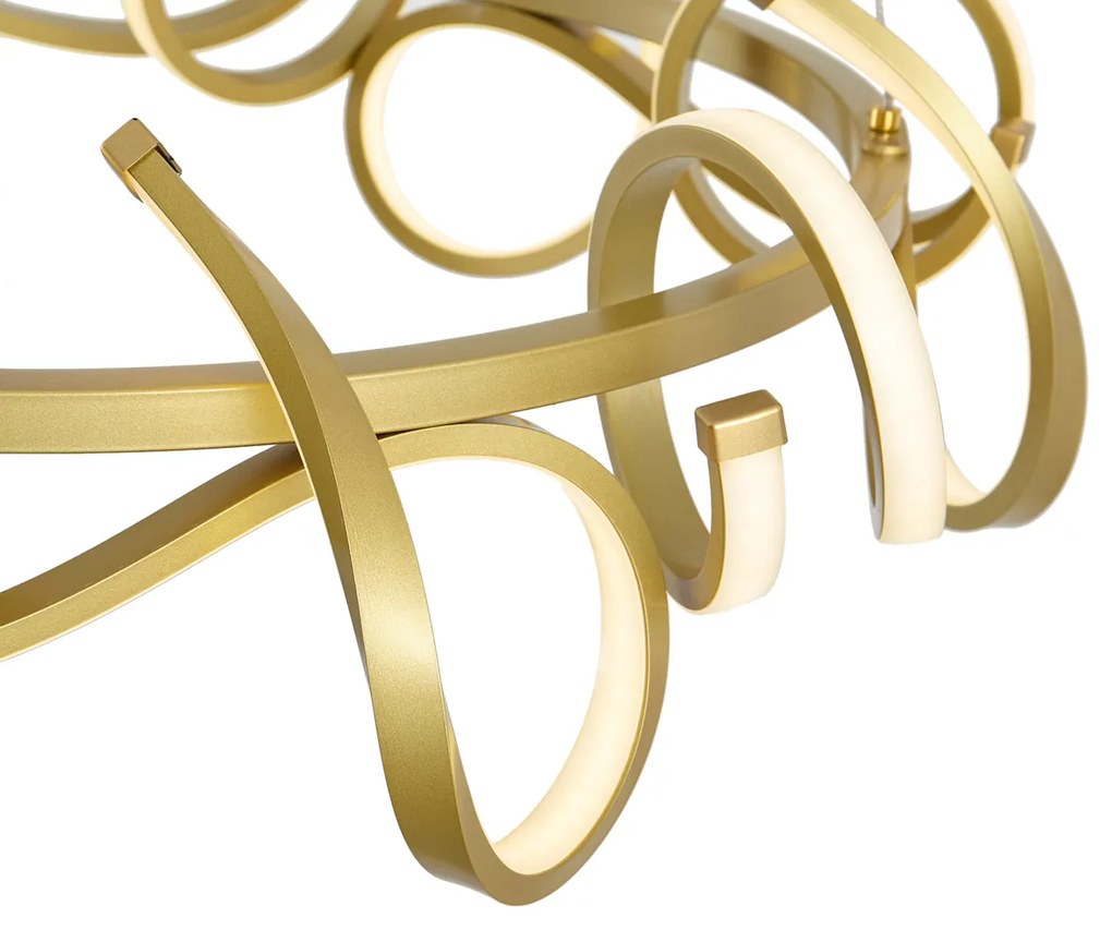 Lampă suspendată de design aurie rotundă cu dimmer în 3 trepte - Krisscross