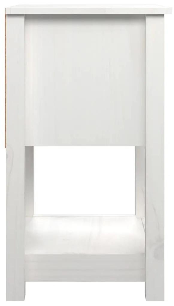 Noptiera, alb, 40x35x61,5 cm, lemn masiv de pin Alb, 1