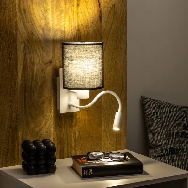 Lampă LED de perete Brilagi NUBILA 1xE27/25W/230V + LED/3W alb/negru