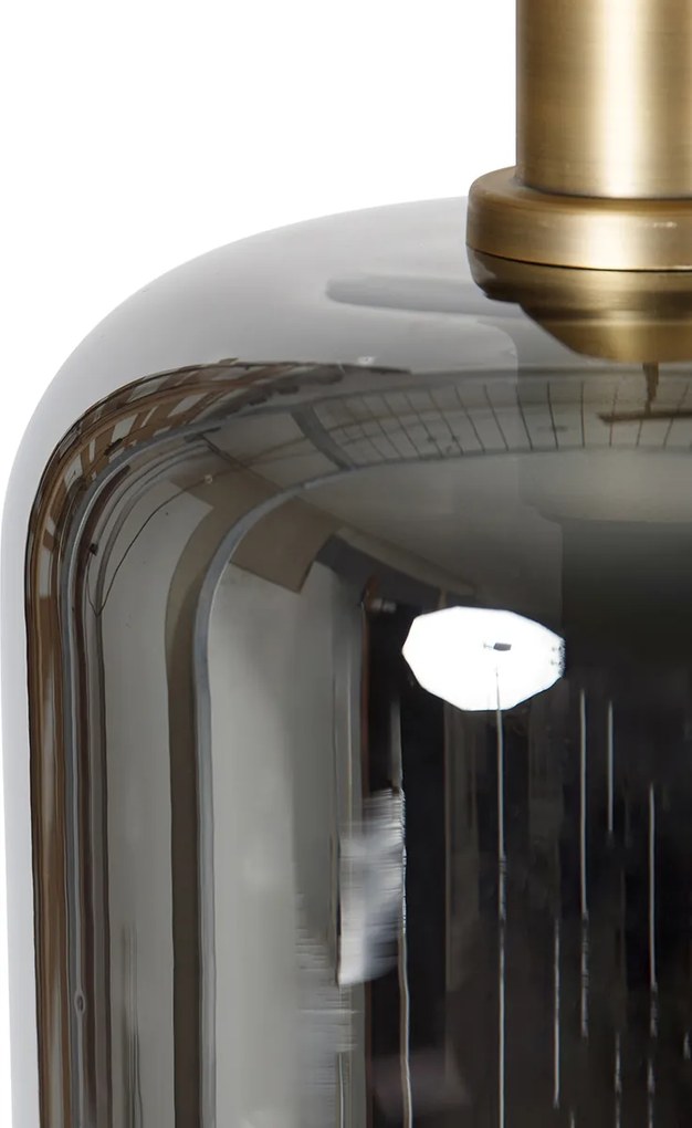 Lampă suspendată neagră cu sticlă aurie și fum incl. 4 PUCC - Zuzanna