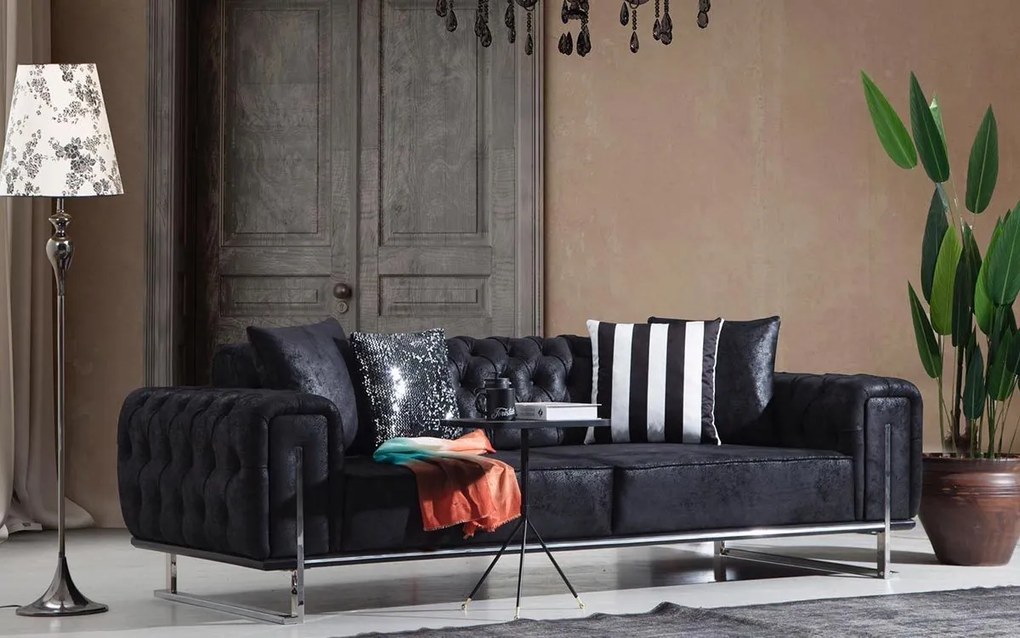 Set de mobila moale pentru sufragerie Ada: canapea confortabilă și fotolii într-un design elegant, fabricat în Turcia.