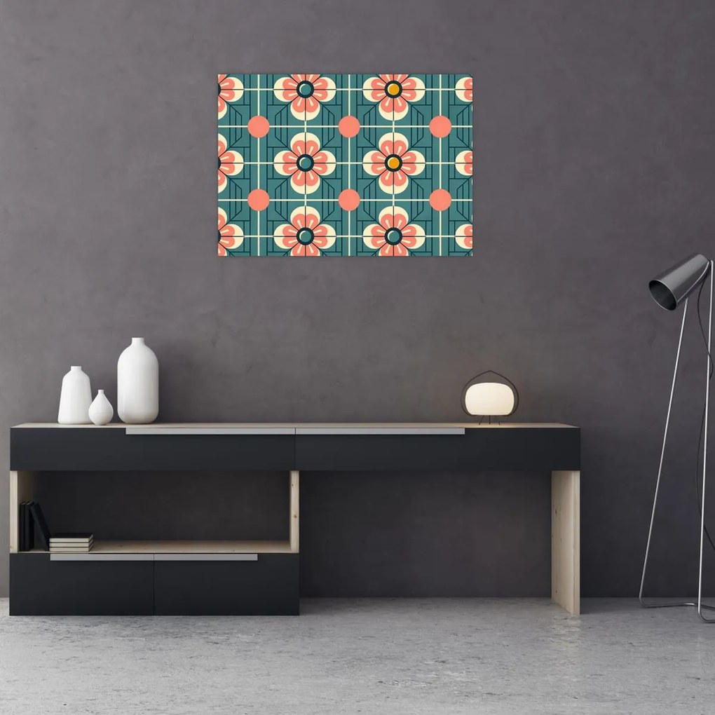 Tablou - Model retro cu flori (70x50 cm)