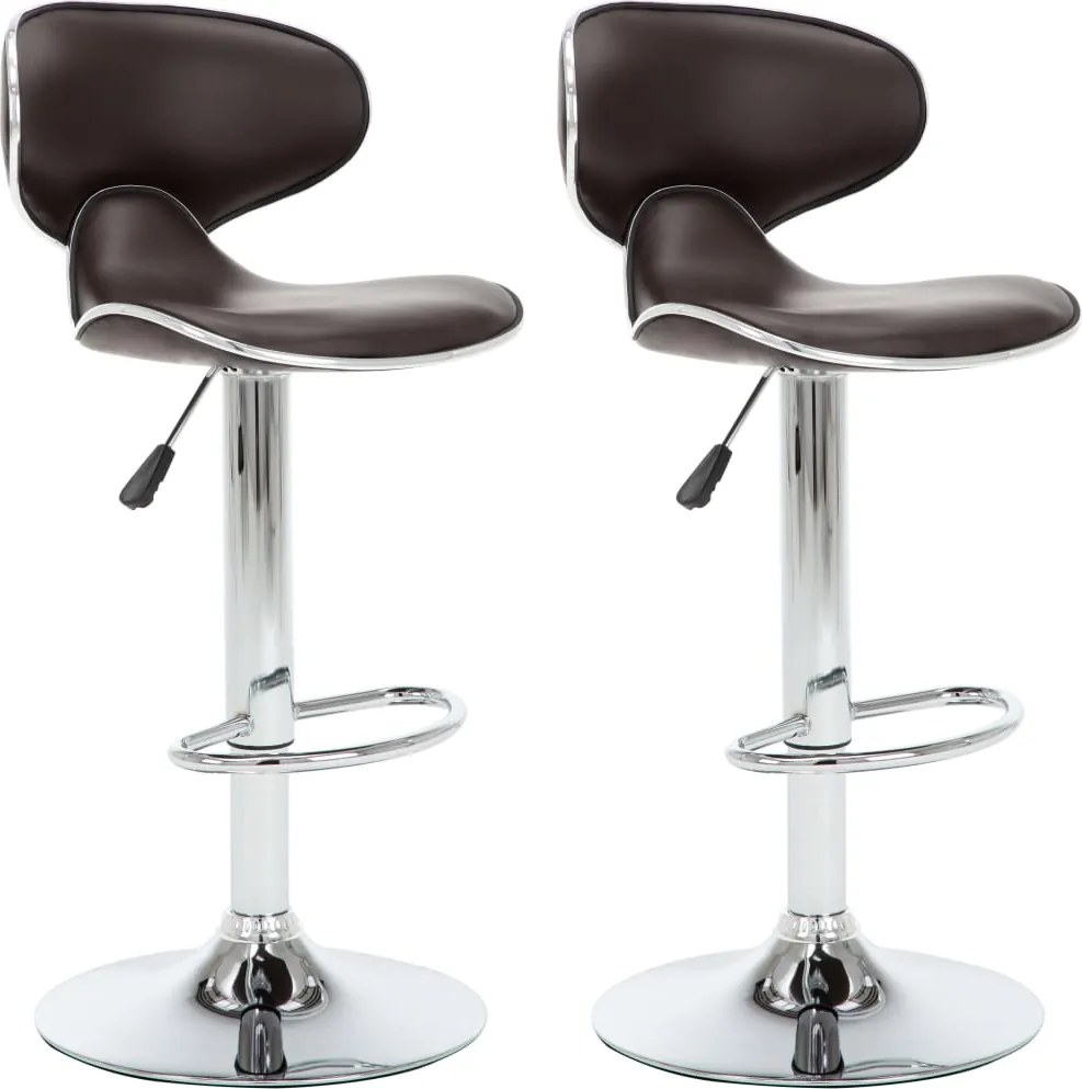 vidaXL Scaune de bar, 2 buc., maro, piele ecologică