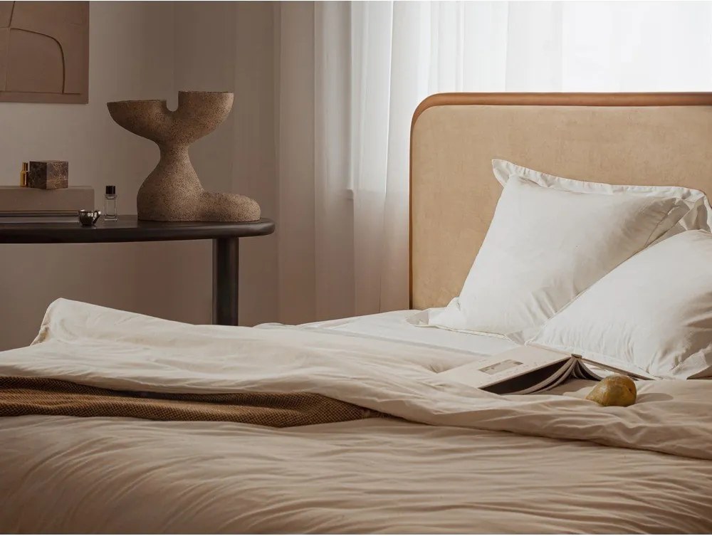 Pat matrimonial grej tapițat cu somieră 200x200 cm Aveline – Micadoni