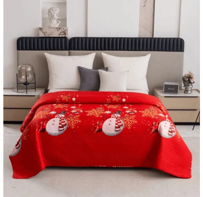 Cuvertura de pat WHITE SNOWMAN, rosu Dimensiune: 220 x 240 cm