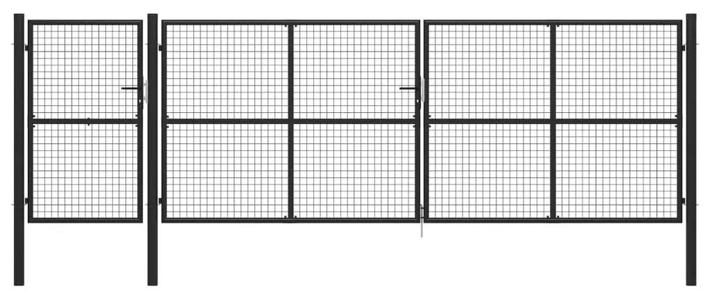 vidaXL Poartă de grădină, antracit, 500 x 150 cm, oțel