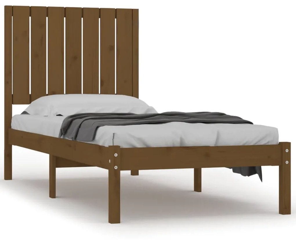 3104376 vidaXL Cadru de pat mic single, maro miere, 75x190 cm, lemn masiv