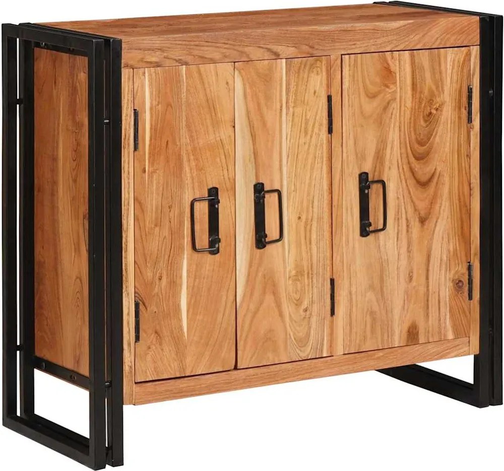 vidaXL Mese cu uși Maro 80 x 33 x 70 cm Lemn masiv de acacia și metal