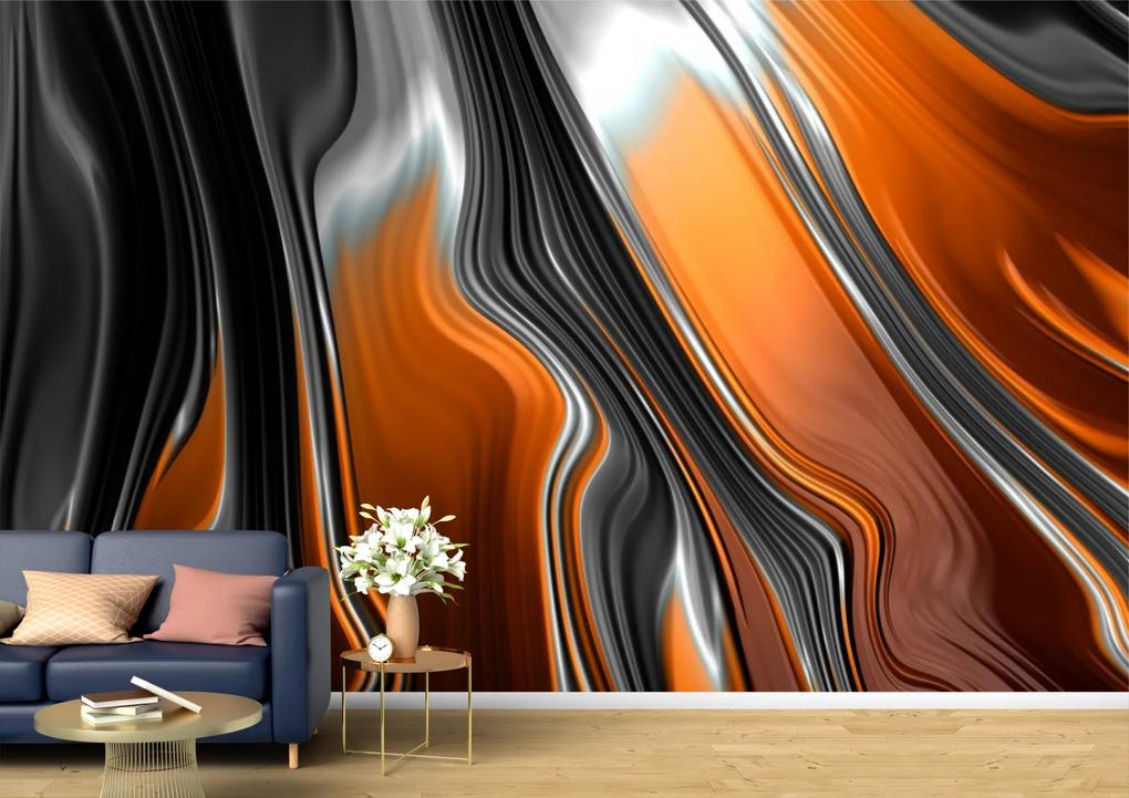 Tapet Premium Canvas - Linii si forme maronii abstract