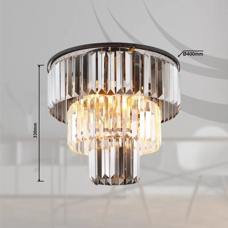 Lustra aplicata design modern NAXIS 3L negru/fumuriu