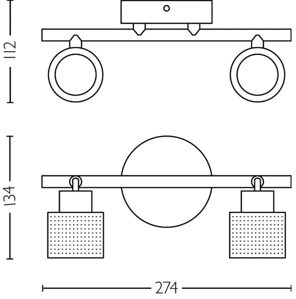 Spot Philips NIALL 2xGU10/5W/230V negru/alamă