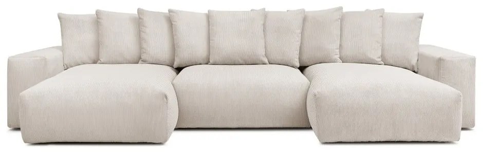 Colțar crem cu tapițerie din catifea reiată Voltaire – Bobochic Paris