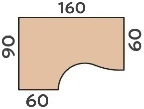 Masa ergonomica Impress 160 x 90 cm, stanga, para
