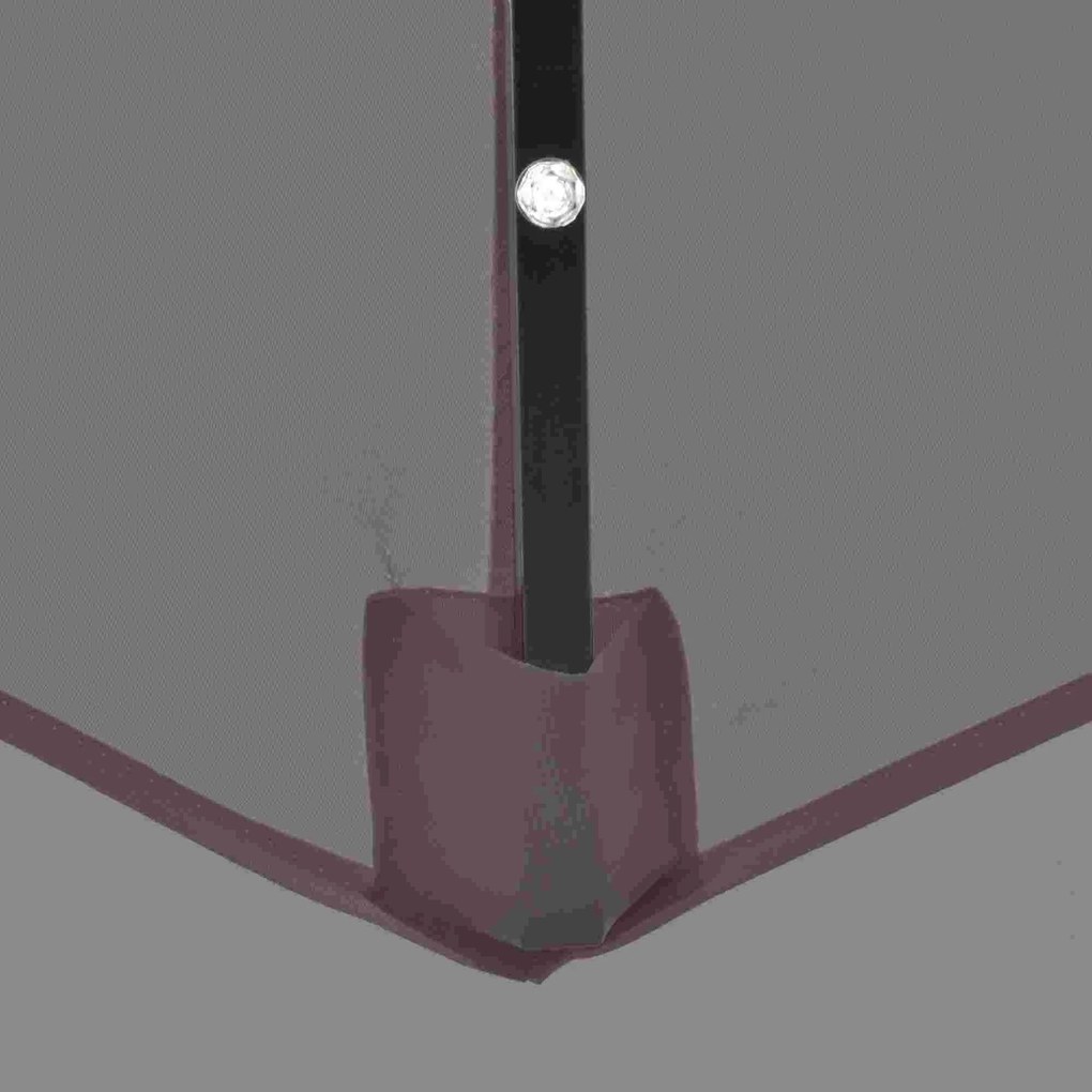 Outsunny Umbrelă de Grădină Inclinabilă Ø265 cm cu 32 Lumini LED Solare și Manivelă, Umbrelă de Exterior cu 8 Spițe, din Oțel și Poliester, pentru Patio, Curte, Balcon, Terasă, Gri | Aosom Romania