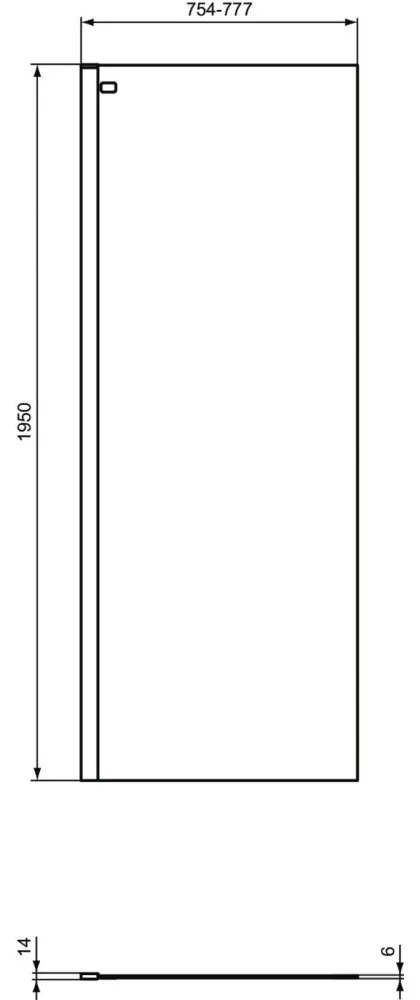 Paravan dus walk-in 80x195 cm Ideal Standard Connect, sticla securizata, profil crom lucios 800x1950 mm