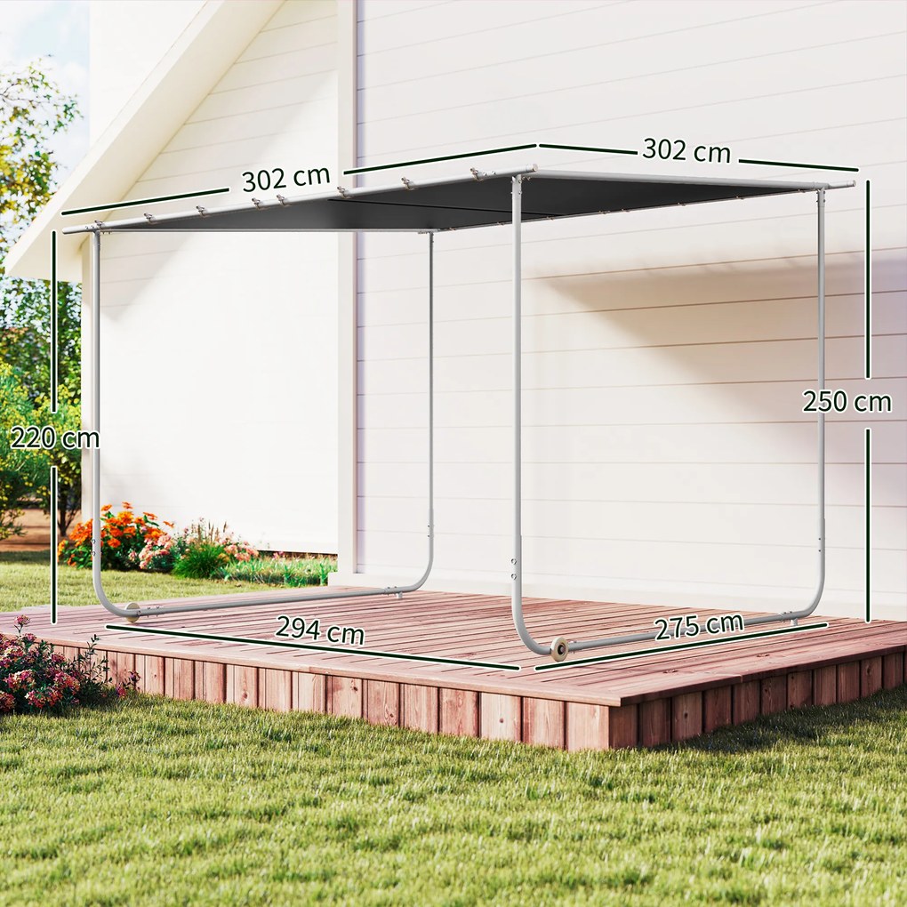 Outsunny Pergola Mobilă 3x3m cu Roți Copertină UV Saci de Nisip Gri | Aosom Romania