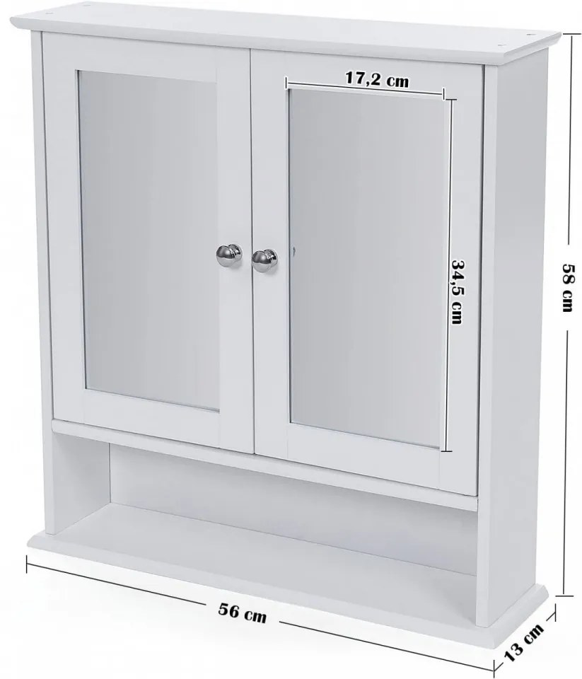 Dulap suspendat cu 3 rafturi, alb, MDF, Vasagle