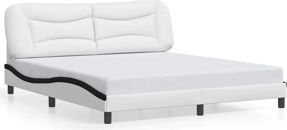 vidaXL Cadru de pat fără saltea Hvar alb și negru 180x200cm piele artificială
