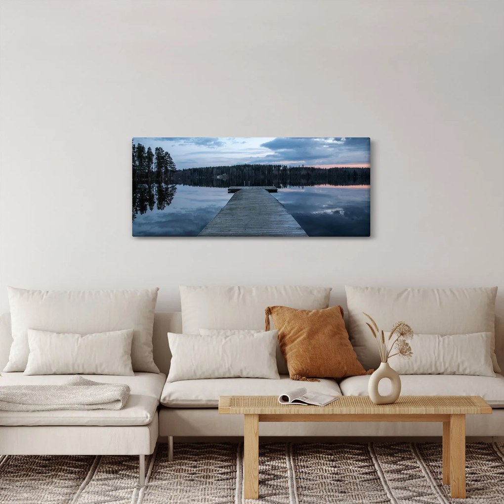 Tablou - Ponton de lemn, lac (120x50 cm)