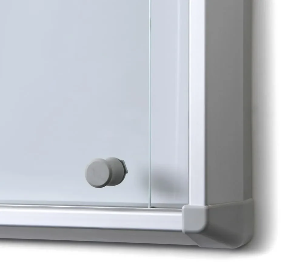 Vitrina de informatii interioare cu usi glisante 8 x A4 - spate tabla, aluminiu